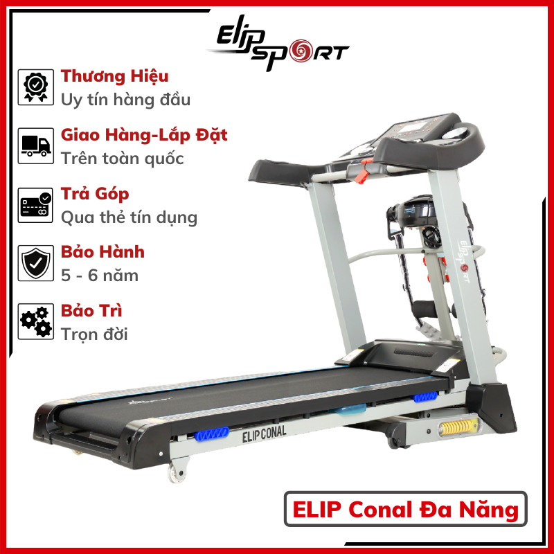 Máy Chạy Bộ Tại Nhà ELIP Conal Đa Năng Động Cơ Mạnh 2.5HP