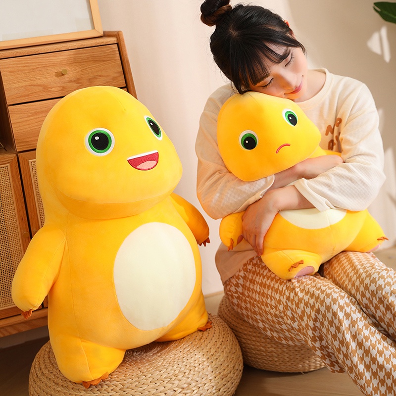 Gấu Bông Rồng Vàng Mặt Cảm Xúc, Rồng Sữa Dễ Thương Siêu Hot (20cm---60cm) Khủng Long Vàng Đầu Tròn Đáng Yêu Cute Vải Miniso Cao Cấp Mềm Mịn An Toàn Cho Bé