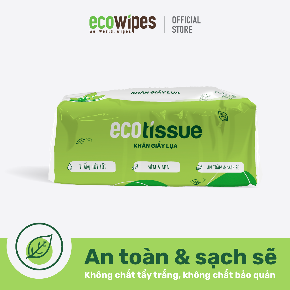 Combo 05 gói khăn giấy lụa khăn giấy ăn rút Ecotissue gói 250 tờ thấm hút tốt mềm mịn an toàn sạch sẽ