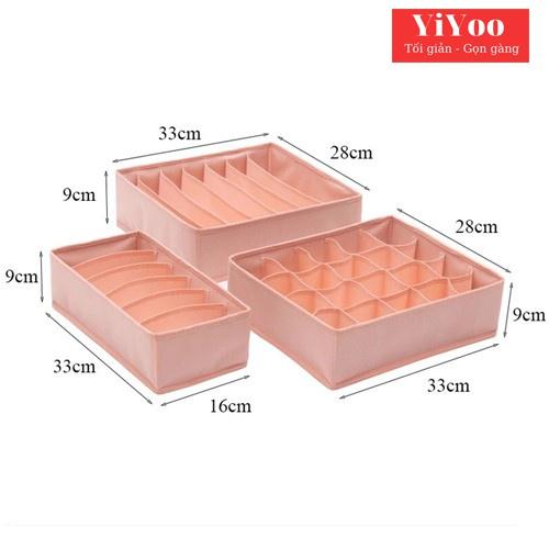 Combo 3 hộp vải đựng bảo quản đồ lót,khay đựng quần áo tất vớ bằng vải không dệt tiết kiệm diện tích 6, 7, 24 ngăn