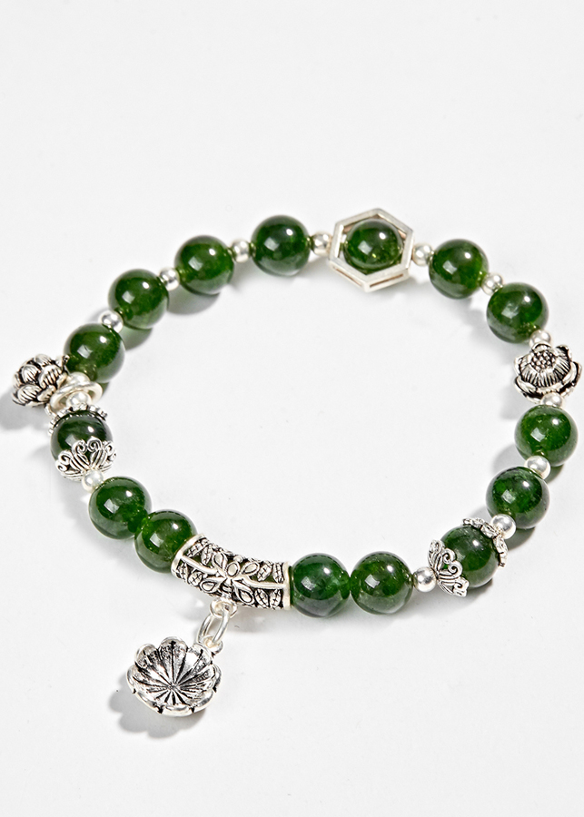 Vòng Diopside Aaa Phối Charm Bạc Ngọc Quý Gemstones