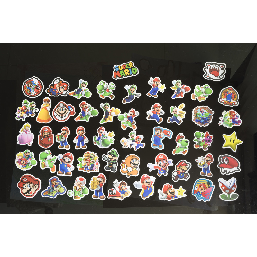 Sticker chủ đề Super Mario, 1 bộ 50 sticker, trang trí vali du lịch, laptop, mũ bảo hiểm, đàn guitar, ukelele, macbook điện thoại chống nước 100% lâu phai giao màu ngẫu nhiên