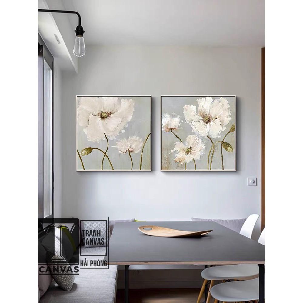 Tranh canvas tràn viền treo tường phòng khách, tranh vẽ bông hoa sắc màu H 151-159