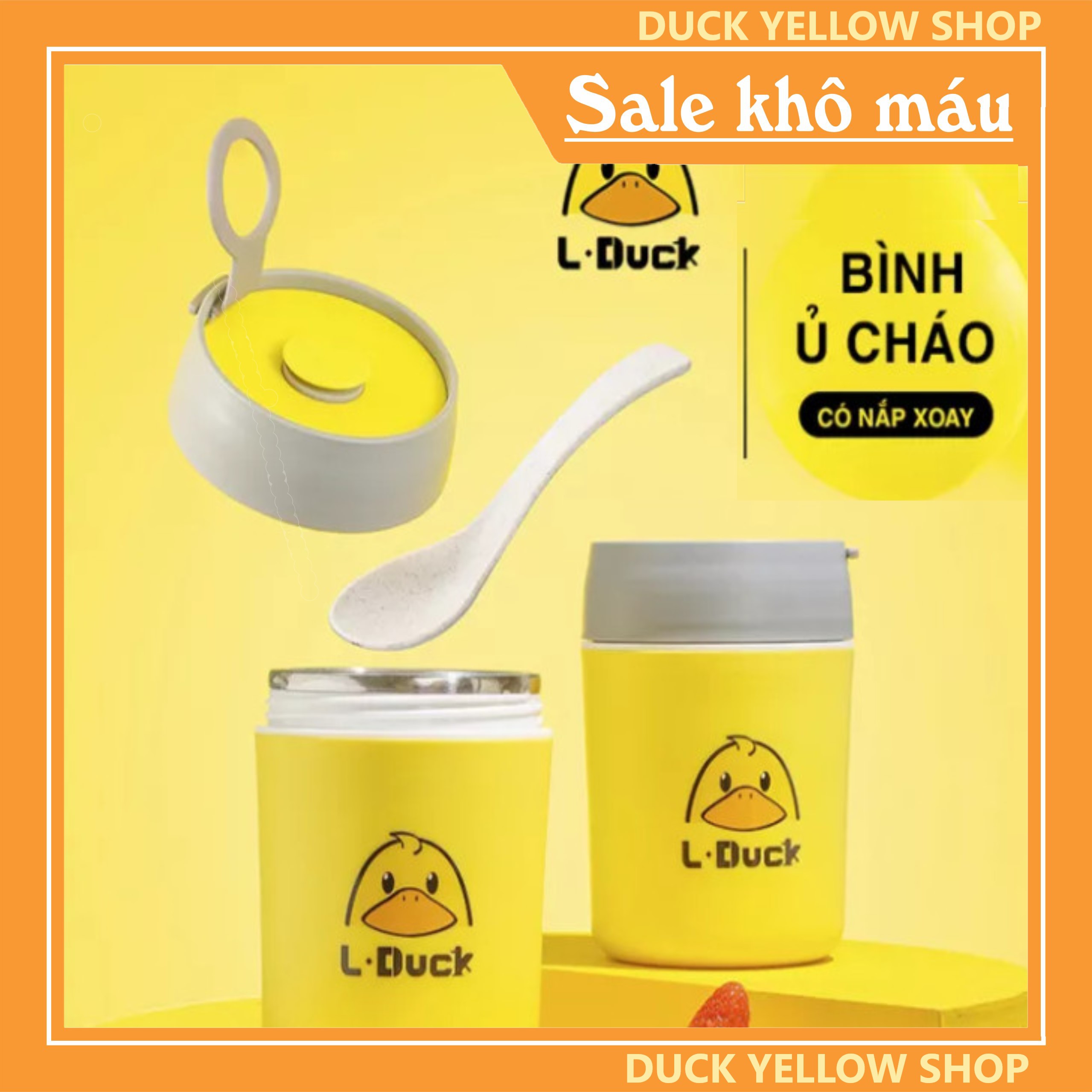 Bình Ủ Cháo Giữ Nhiệt Con Vịt Vàng 450 ml Giữ Nhiệt 6-8 Giờ