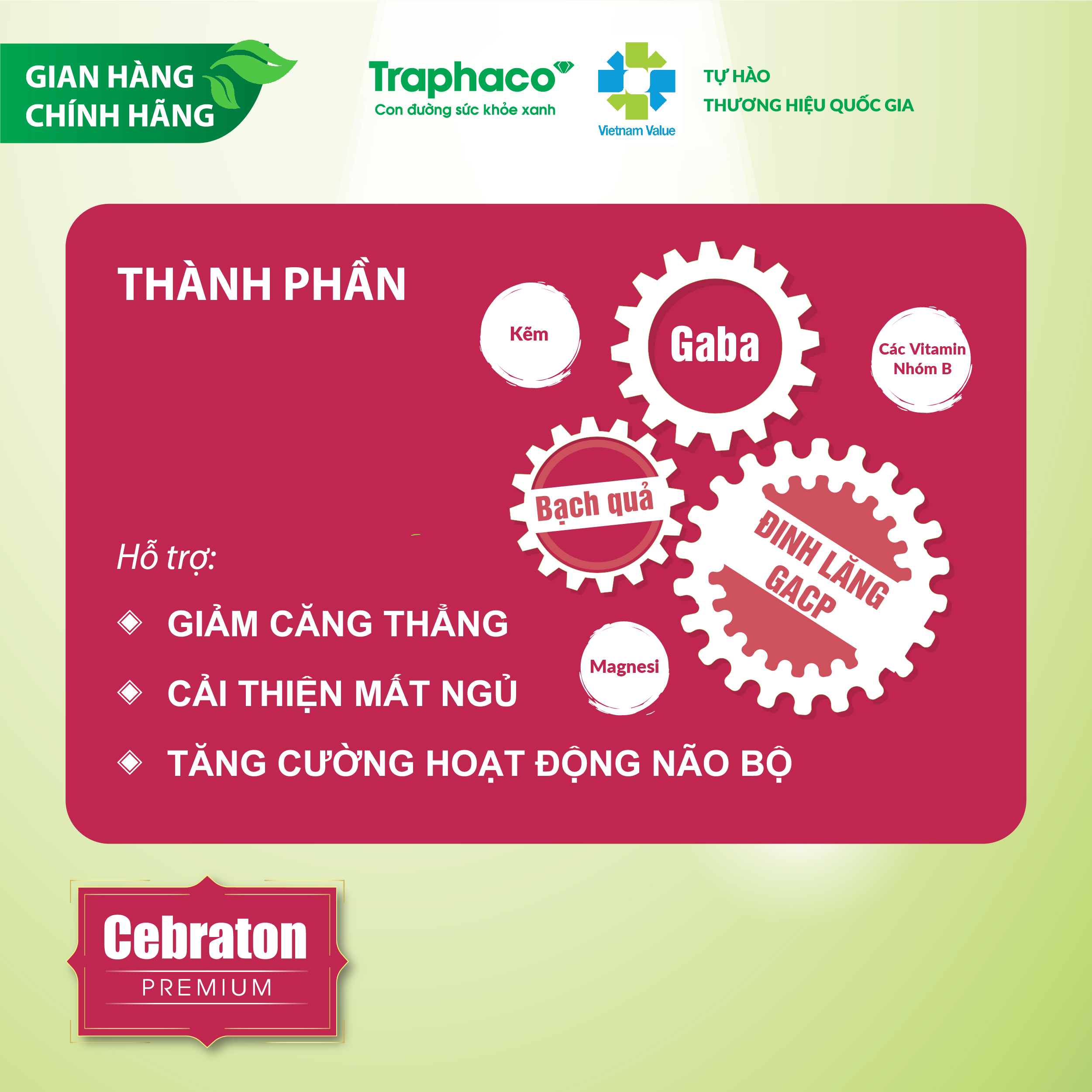 CEBRATON PREMIUM - GIẢM CĂNG THẲNG, ĐAU ĐẦU, CẢI THIỆN MẤT NGỦ, TĂNG TẬP TRUNG