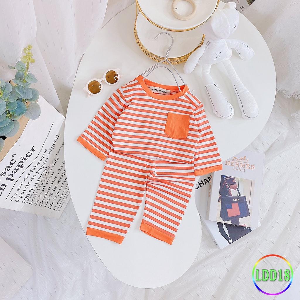 Bộ Dài Tay Cho Bé LDD18 Đồ Bộ Sọc Dệt Cao Cấp Mềm Mịn Thoáng Mát Hàng Chuẩn, Dễ Chịu, Thoải Mái Cho Bé