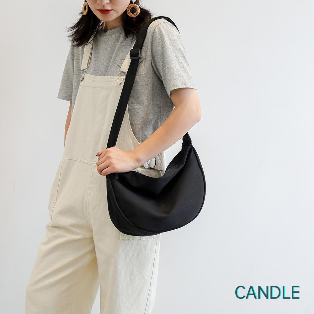Túi Đeo Chéo Vải Canvas Cỡ Lớn Màu Trơn Thời Trang Cho Nữ
