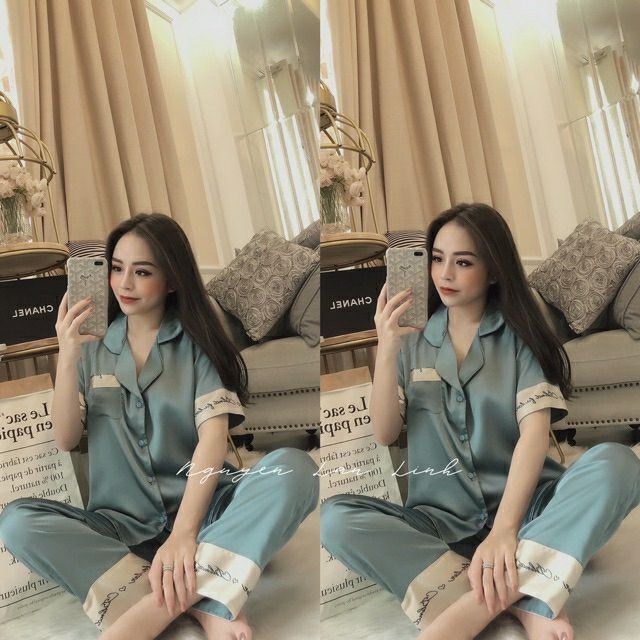 Đồ bộ ngủ pijama tay ngắn, quần dài (freesize)