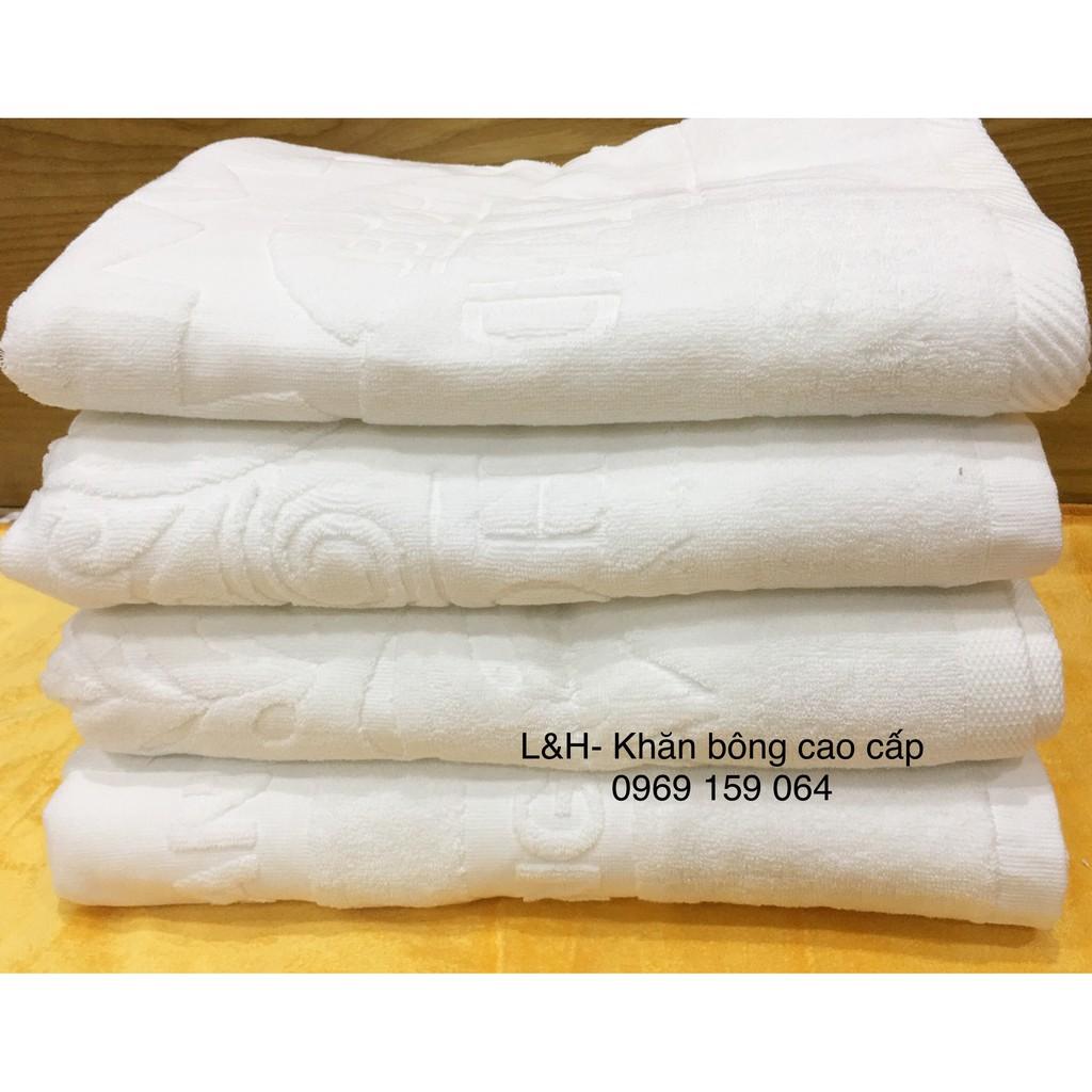 Khăn tắm trắng khách sạn logo 70x140cm,  530g