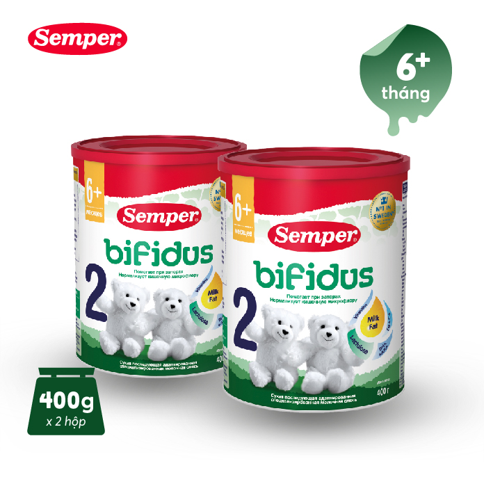 Combo 2 Sữa bột công thức Semper Bifidus số 2 400g/hộp