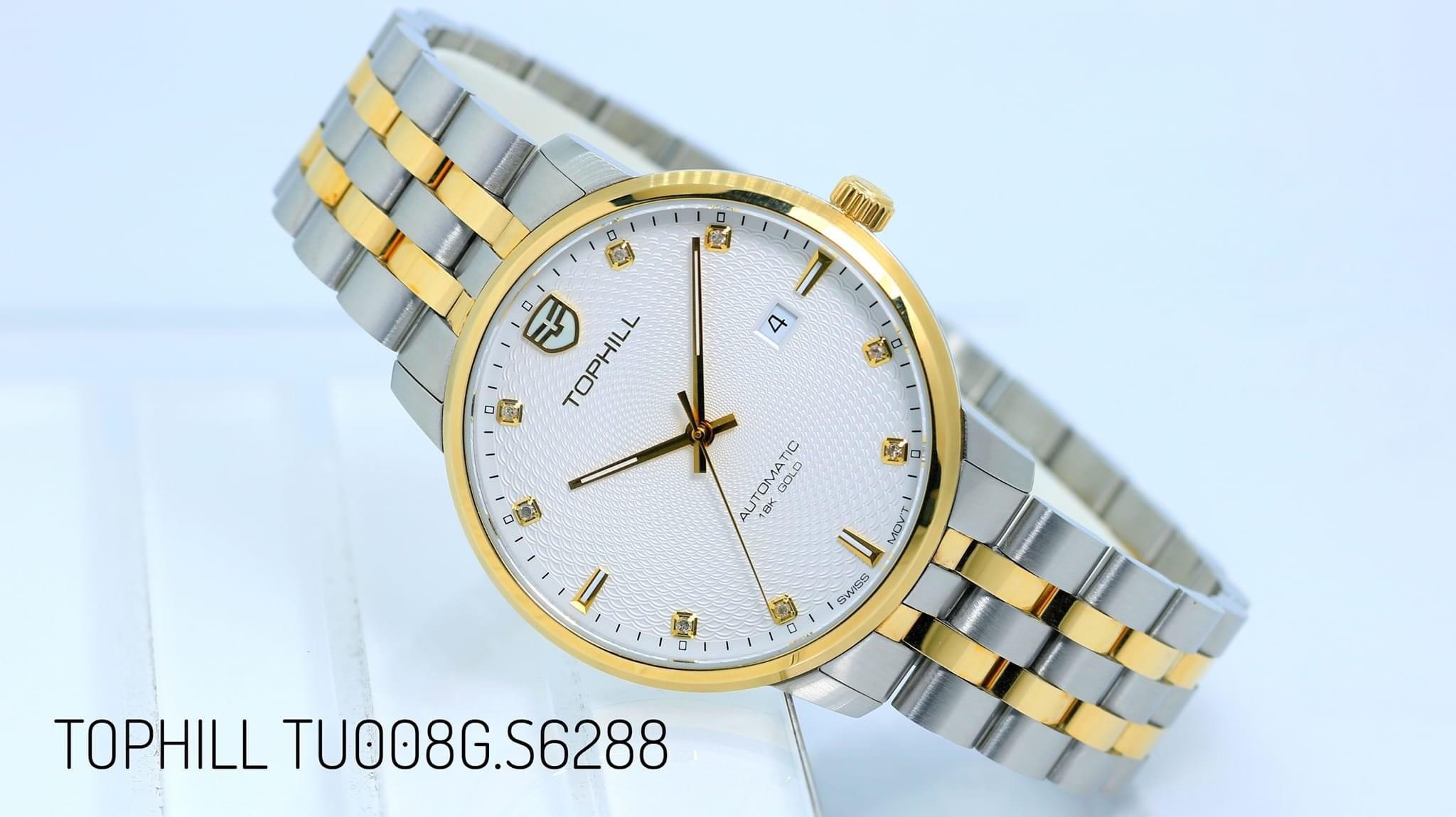 ĐỒNG HỒ TOPHILL TU008G.S6288 Nam Dây Thép 316L Máy Automatic Kính Sapphire Chính hãng