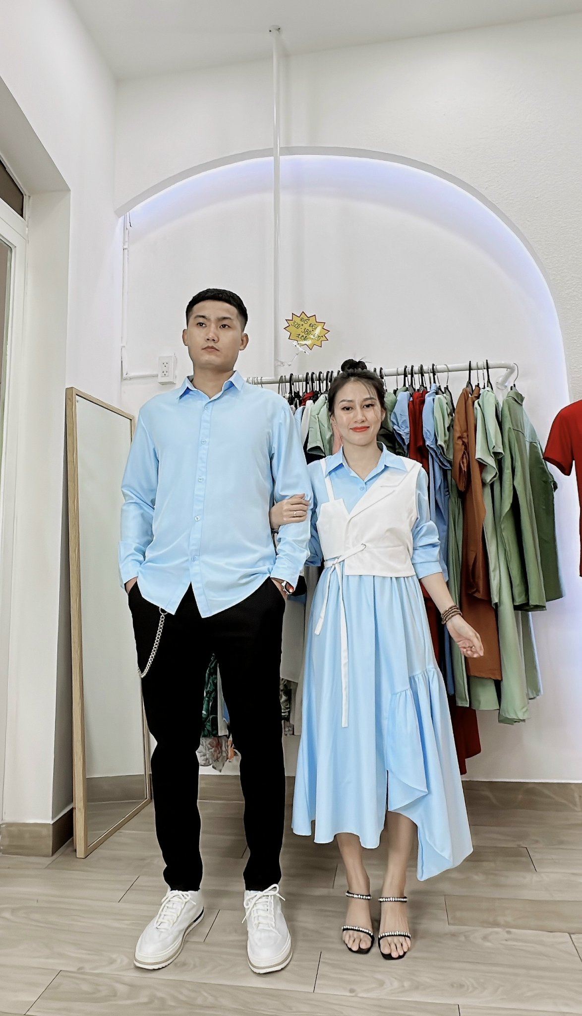 Set đồ đôi nam nữ hình thật giá rẻ Couple Tina - AV014