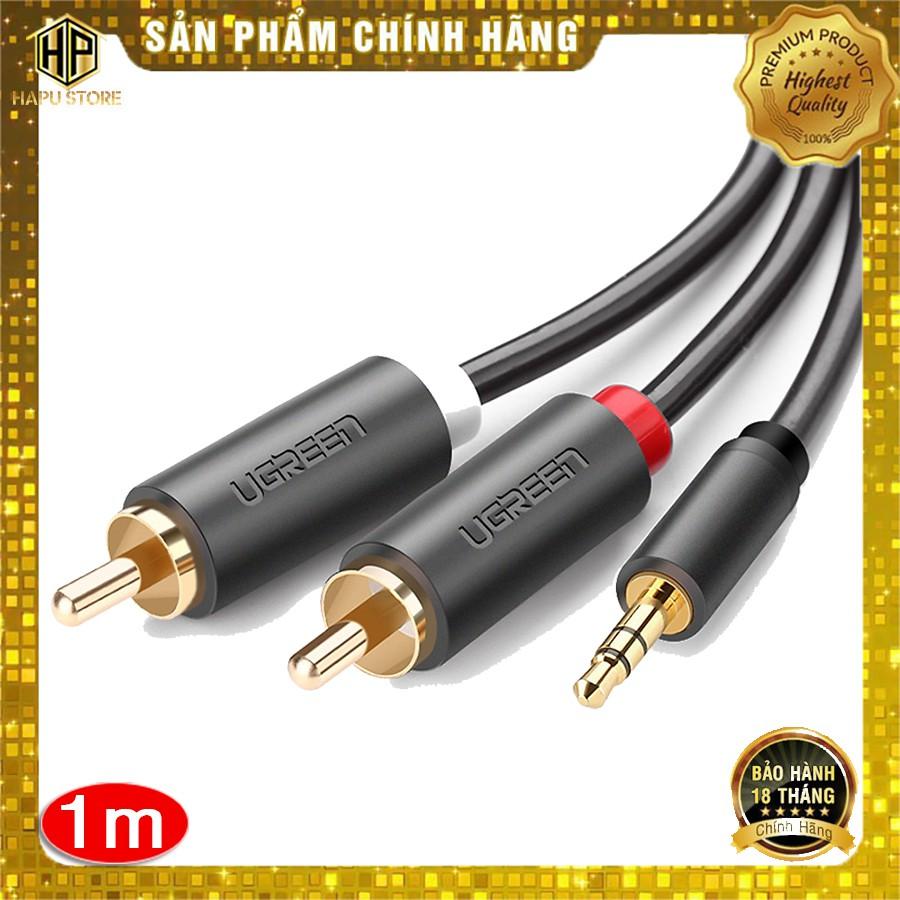 Cáp Audio 3.5mm 1 ra 2 RCA Ugreen 10772 dài 1m chính hãng - Hàng Chính Hãng