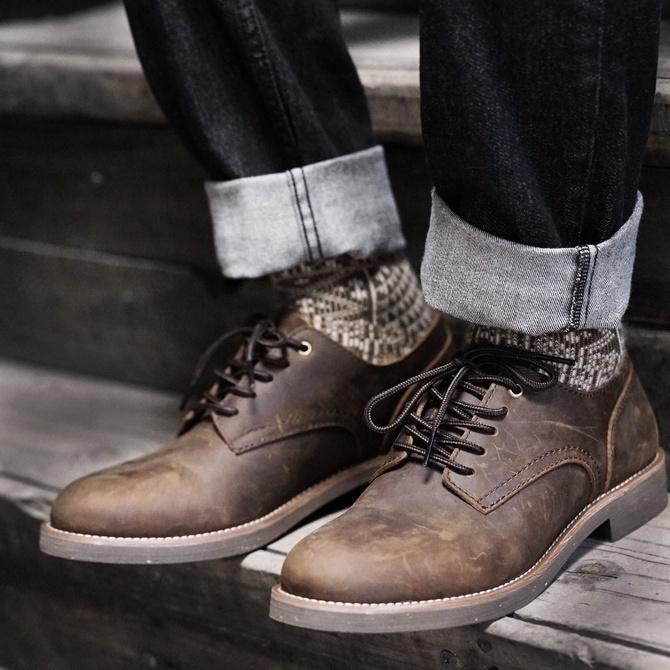 Giày nam da sáp màu nâu REDWING DERBY, giày da thật cổ điển TONKIN