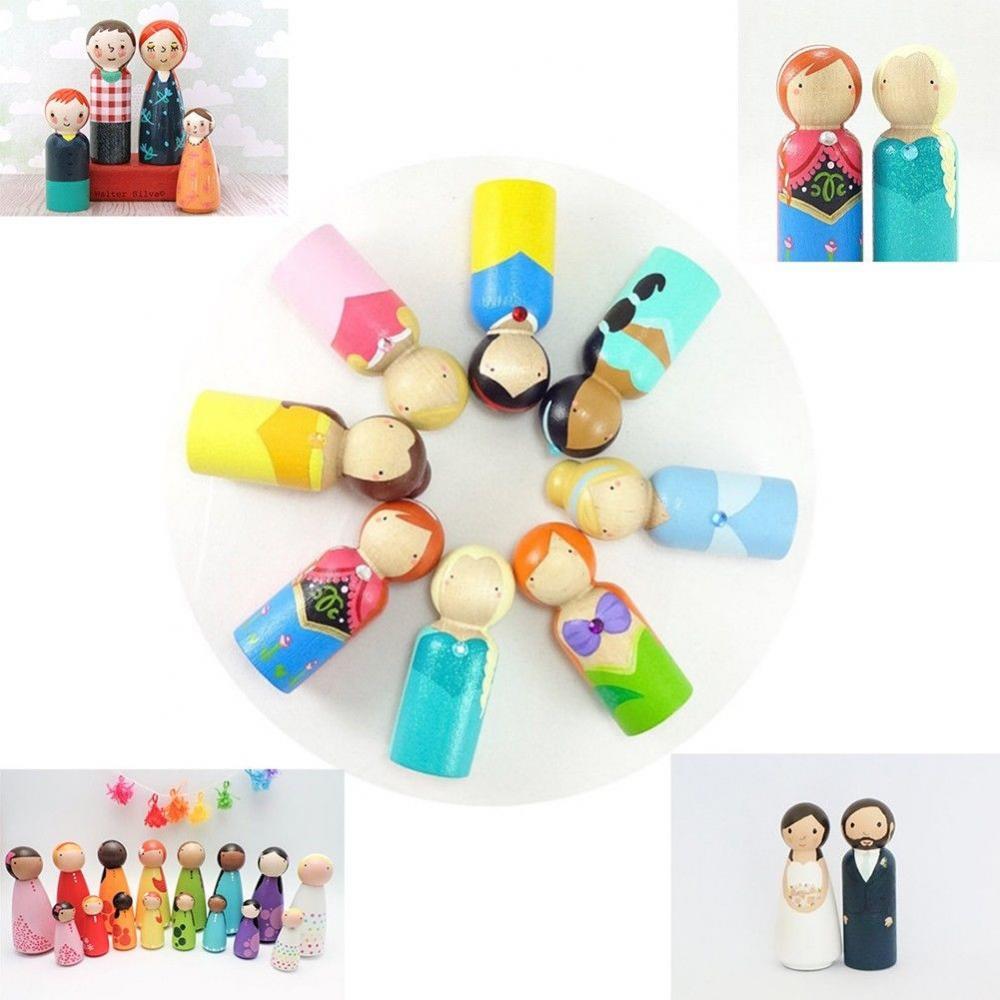 Set 20 Búp Bê Gỗ Màu Trơn Dùng Trang Trí Bánh Kem DIY