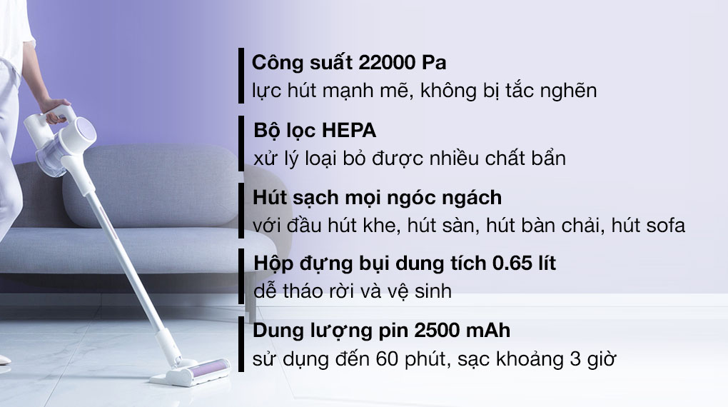Cây hút bụi lau nhà chính hãng Xiaomi Roidmi Z1- Hàng chính hãng