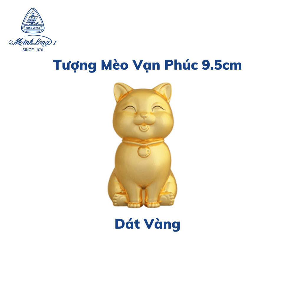 Mèo Vạn Phúc dát vàng 9.5 cm - Gốm sứ Minh Long