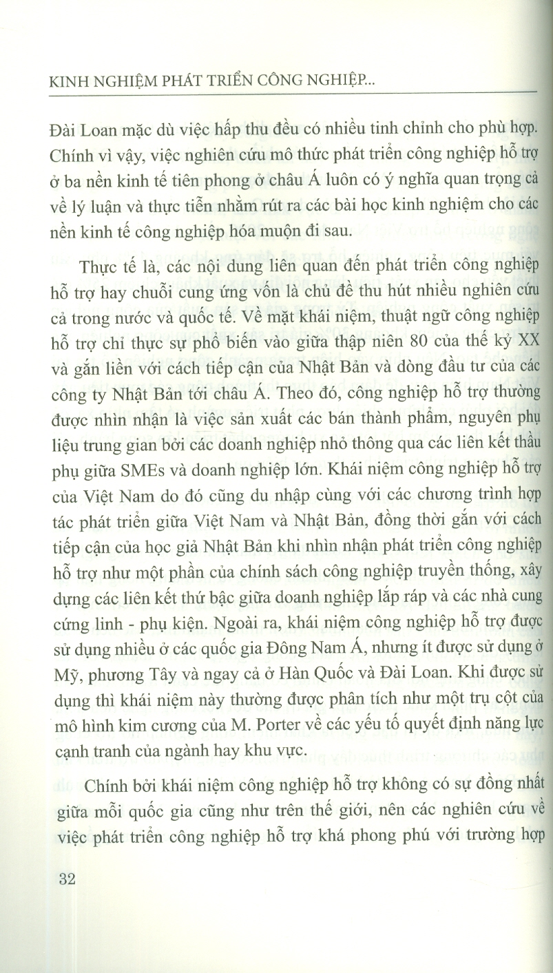 Kinh Nghiệm Phát Triển Công Nghiệp Hỗ Trợ Ở Nhật Bản, Hàn Quốc, Đài Loan Và Hàm Ý Chính Sách Cho Việt Nam (Sách Chuyên Khảo)