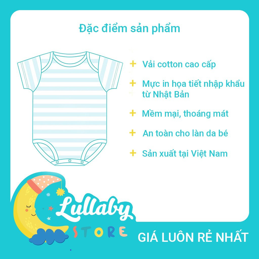 Body cộc tay Lullaby cho bé gái NH615P Trắng hồng