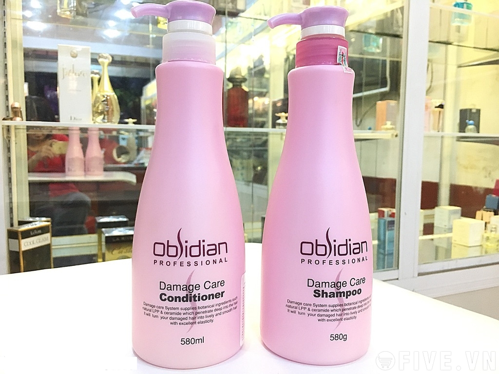 Cặp dầu gội/xả tái tạo tóc Obsidian Professional Damage Care Hàn Quốc (2x580ml) tặng kèm móc khoá