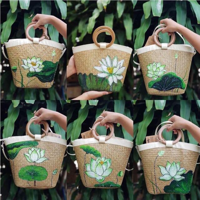 Túi cói vẽ handmade