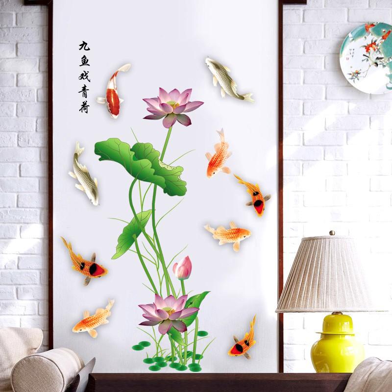 Decal dán tường Hoa sen mới 3D 01