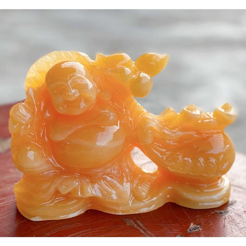 Tượng Di Lặc Đá Ngọc Hoàng Long - Cao 10cm , Ngang 15cm