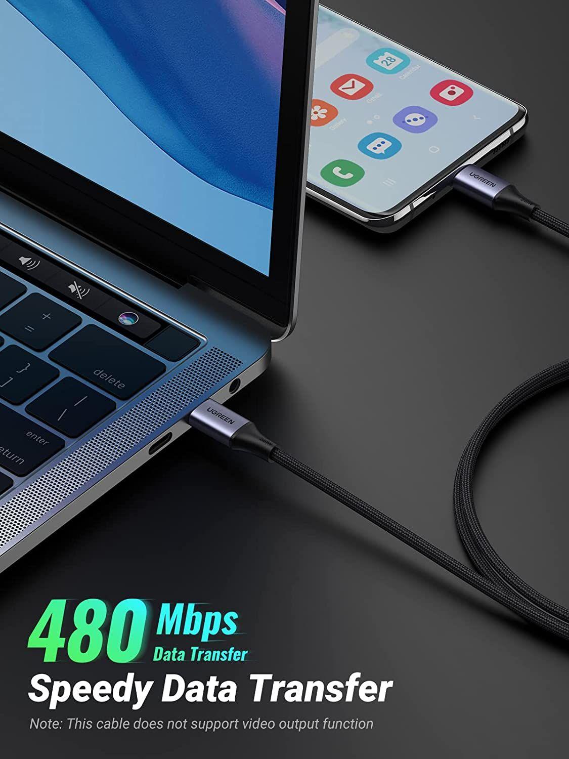 Ugreen UG90440US535TK 2M Màu Đen Cáp dữ liệu USB Type-c dài 2m - HÀNG CHÍNH HÃNG