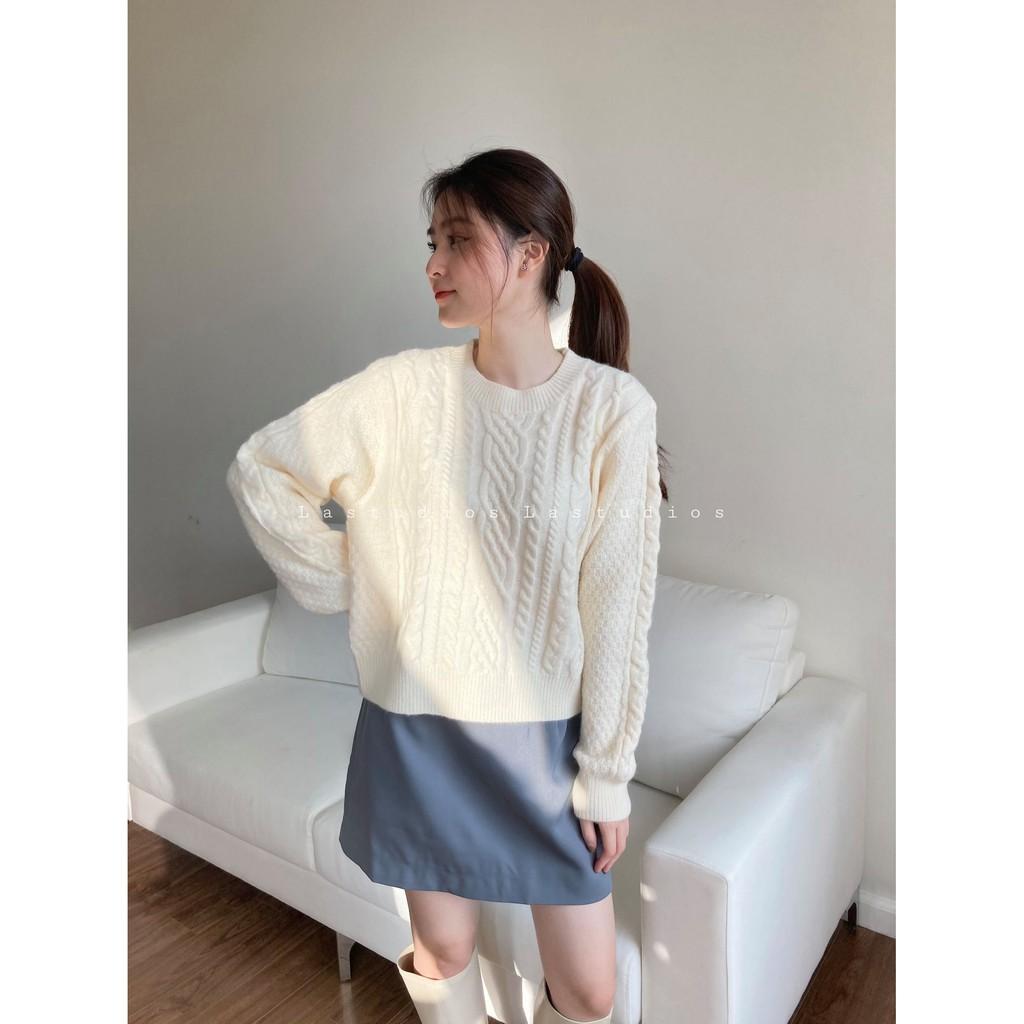 Áo len vặn thừng dáng rộng Hàn Quốc