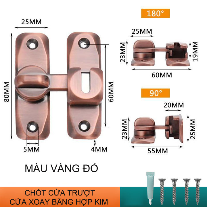 Bộ chốt khóa cài cửa chống trộm cho cửa trượt, xoay bằng hợp kim dày dặn SK03