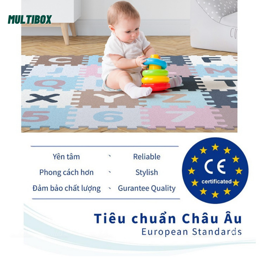 Bộ 26 Tấm Thảm Xốp Chữ Cái ABC Cho Bé Nằm Chơi, Không Mùi Màu Pastel Kích Thước 30x30cm