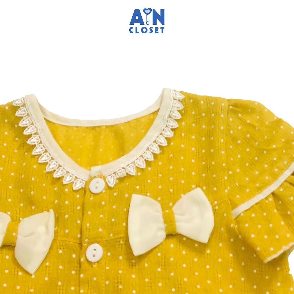 Bộ quần áo ngắn bé gái họa tiết Bi nhí vàng nơ cotton boi - AICDBGJZZHG9 - AIN Closet