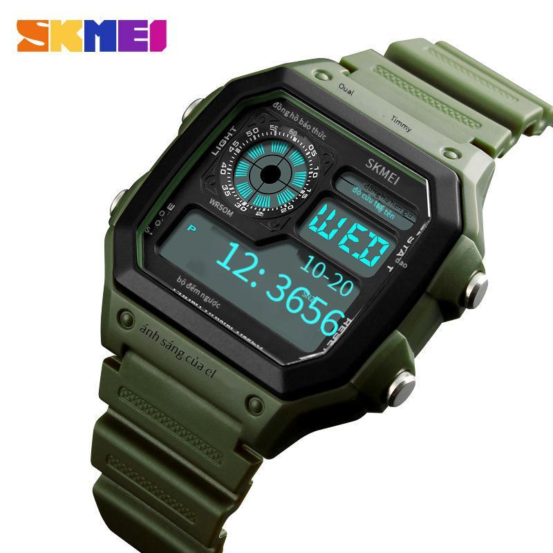 Giá thấp nhất thời trang Skmei đồng hồ hiển thị kỹ thuật số sáng tạo đồng hồ nam nổ đồng hồ điện tử thể thao ngoài trời sinh viên đồng hồ dạ quang chống thấm nước 1299