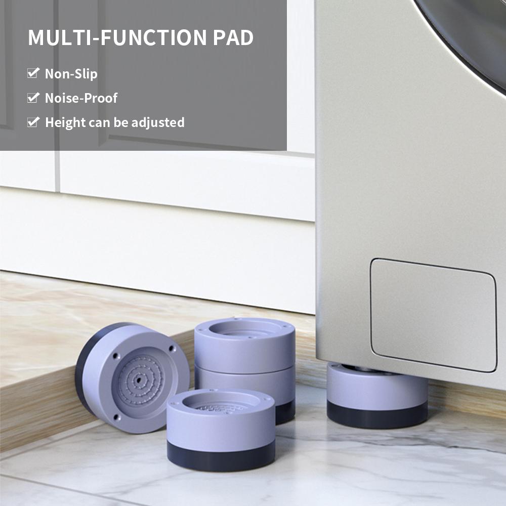 4 chân đế chống rung máy giặt tủ lạnh chống trượt chống ồn bằng nhựa sợi resin và keo TPU-Màu Xám-Size 3.5 CM