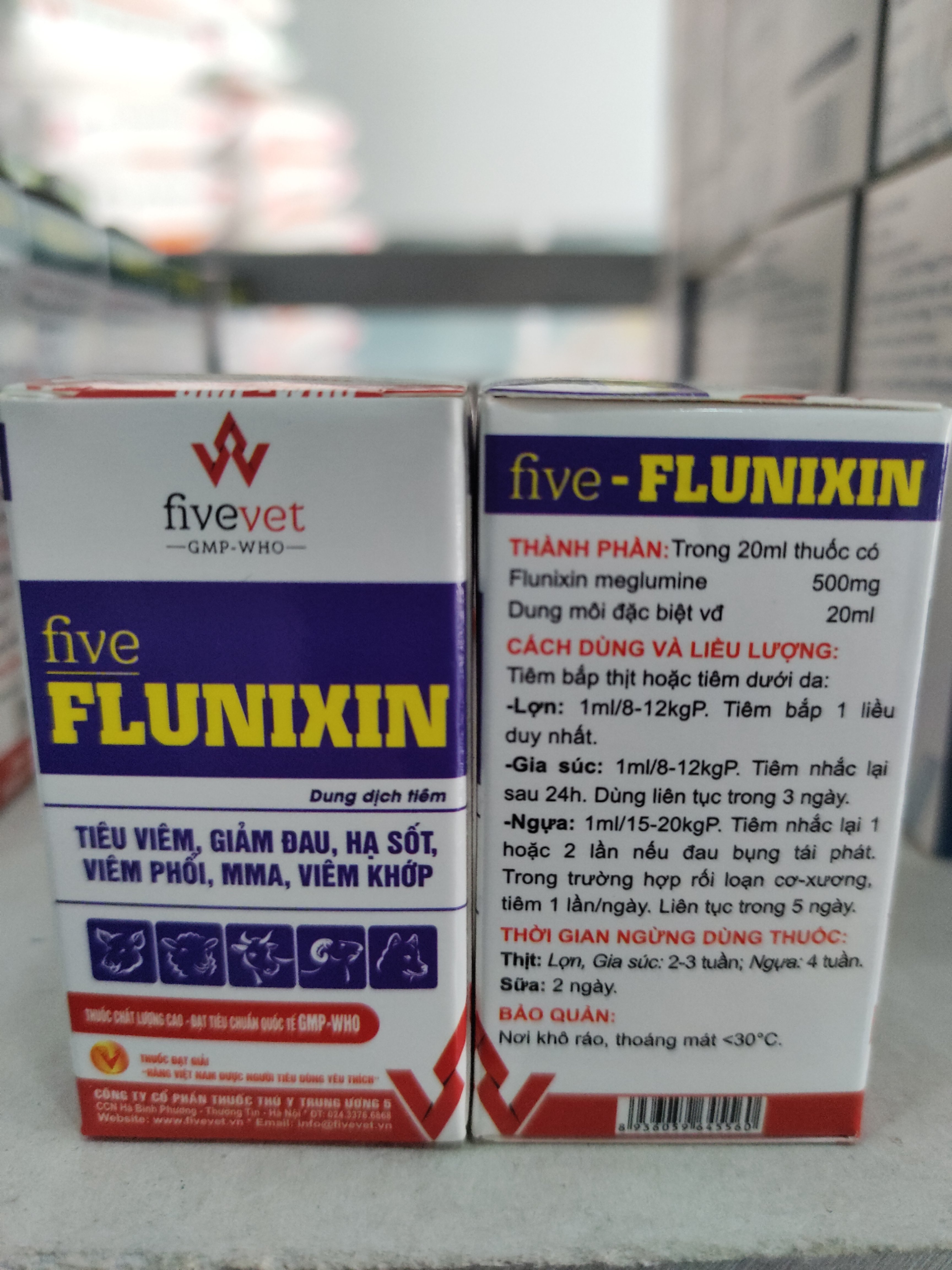 Dung dịch tiêm Five Flunixin Tiêu viêm, giảm đau, hạ sốt, viêm phổi MMA, Viêm khớp
