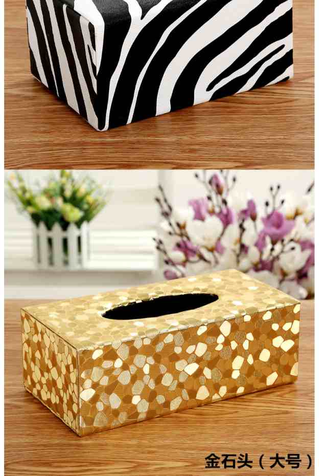 Hộp đựng khăn giấy bọc vải gấm mạ vàng 22*13*10 cm