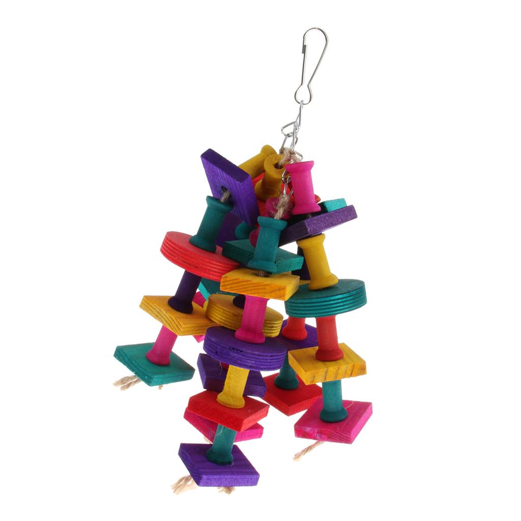 Pet Cage Hanging Toy Natural Wooden Chew Toy for Bird Parrot Hamster Rabbit