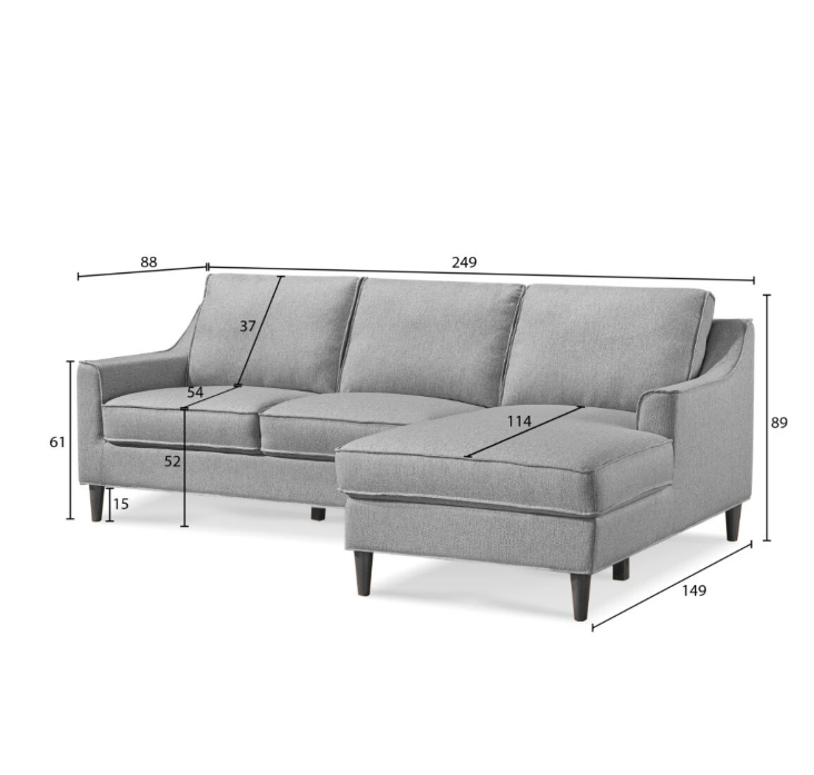 Sofa góc hiện đại JNGSL18 Juno Sofa KT Ngang 249cm x Cao 89cm x Sâu 88/149cm
