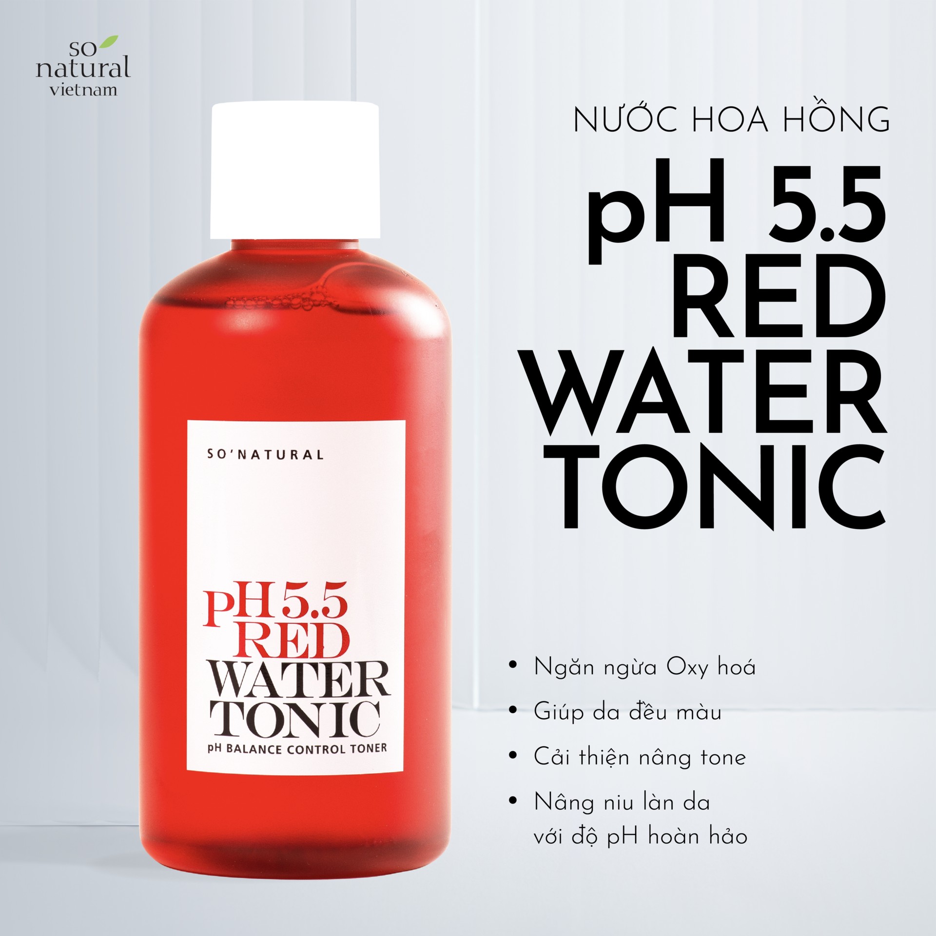 NƯỚC HOA HỒNG TONER PH 5.5 RED WATER TONIC SO'NATURAL