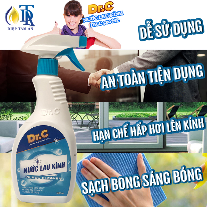 Nước Lau Kính Siêu Sạch,Sạch Trong Suốt,Không Tỳ Vết An Toàn Cho Người Sử Dụng Dr.C 500ml