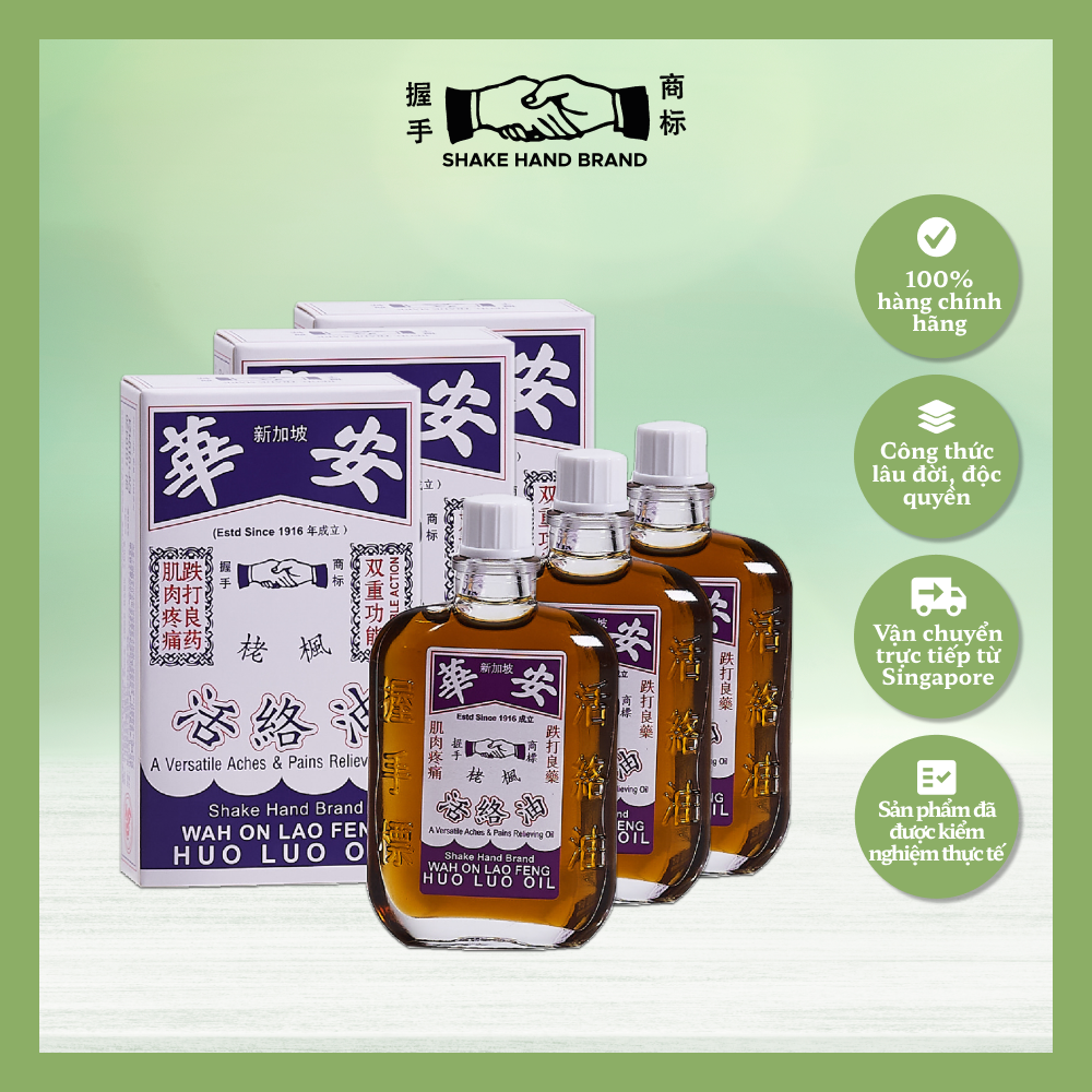Dầu gió Singapore Shake Hand Wah On Huo Luo hỗ trợ tình trạng đau xương khớp, hỗ trợ giấc ngủ sâu & ngon giấc