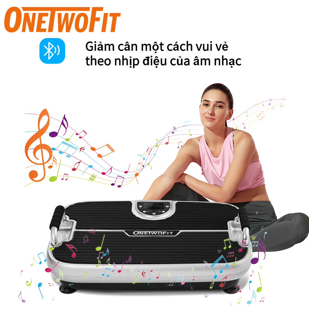 OneTwoFit Máy tập thể thao rung,máy đốt mỡ bụng, Máy rung toàn thân, Máy giảm vòng eo, Máy giảm cân nghe nhạc Bluetooth OT295 Máy tập thể dục rung