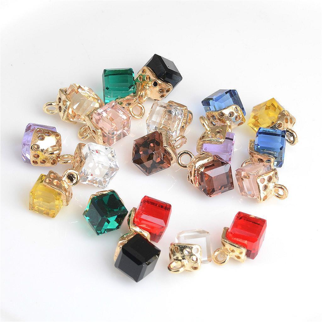 20 Pieces Multicolor Acrylic Cube Charms Pendants for DIY Jewelry Making Crafts