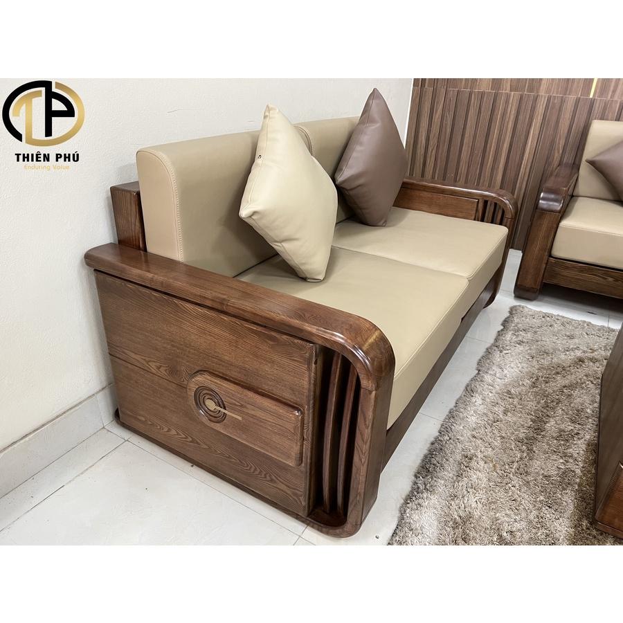 Bộ bàn ghế phòng khách sofa gỗ Sồi Nga 123 chỗ ngồi mã TP522