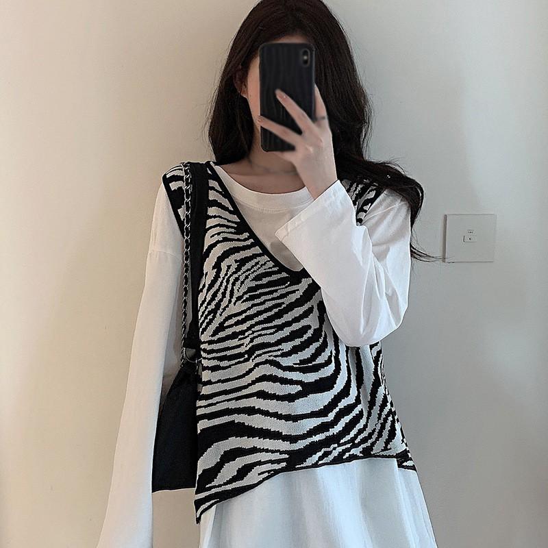 Áo Khoác Dệt Kim Không Tay Cổ Chữ V Phong Cách Retro Dành Cho Nữ