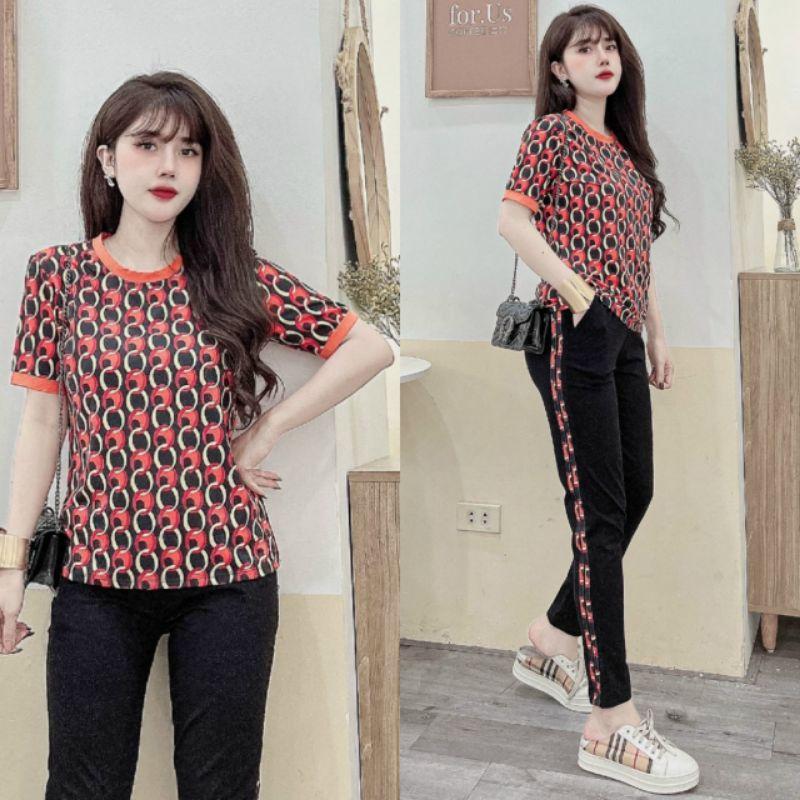 Bộ đồ nữ phối họa tiết mắc xích siêu xinh đẹp