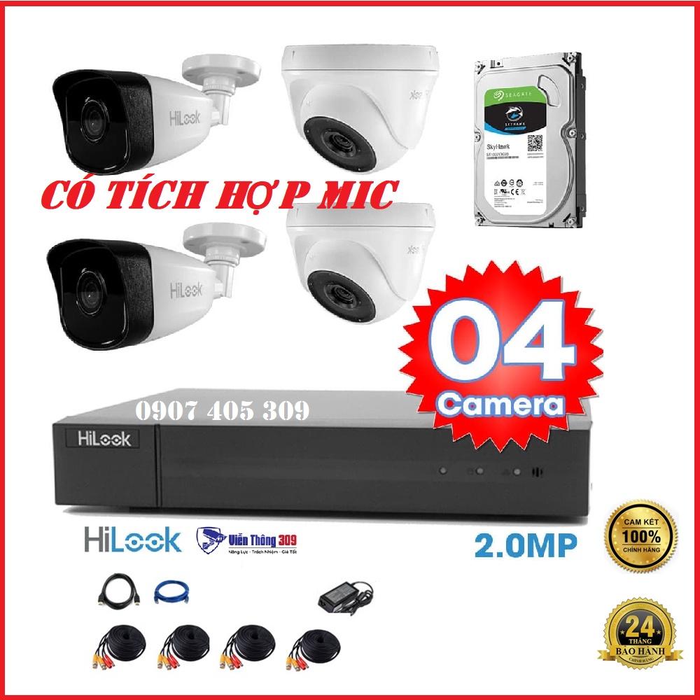 Trọn bộ 4 Camera, Có Tích Hợp Mic, Full HD - Hàng chính hãng