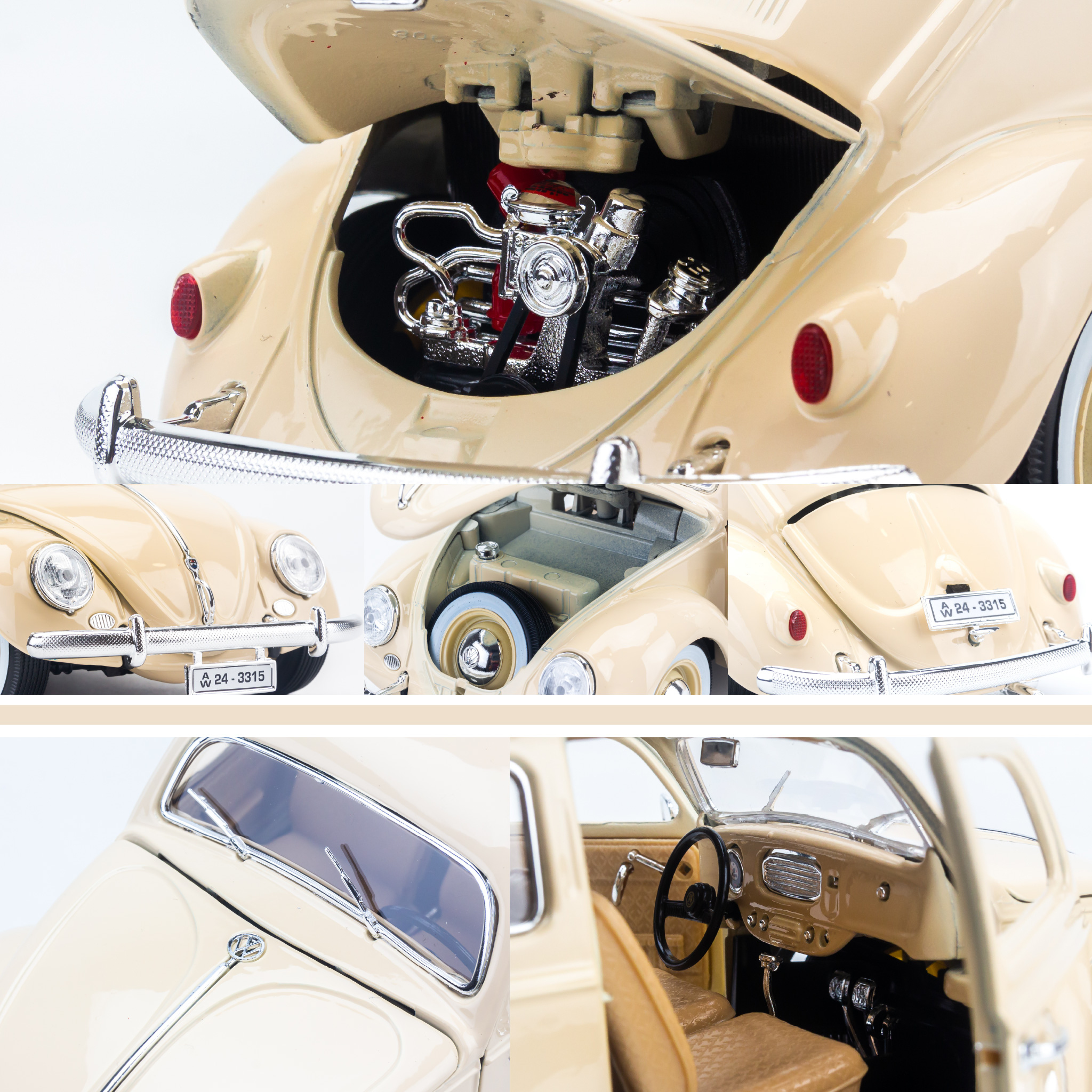 Mô hình xe Volkswagen Kafer Beetle - 1955 Cream 1:18 Bburago - MH 18-12029