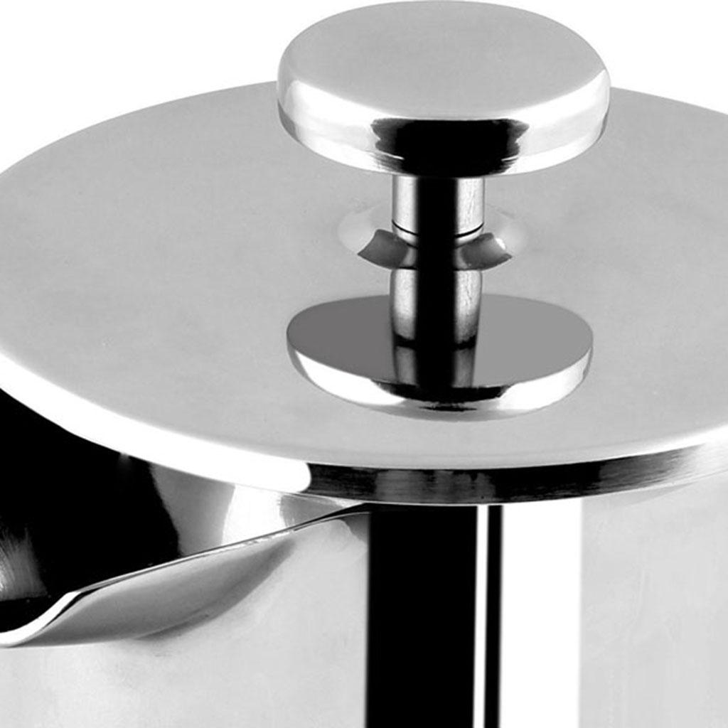 French Coffee Press Maker, Stainless Steel French Press Machine for Coffee Tea Camping Office, SIlver