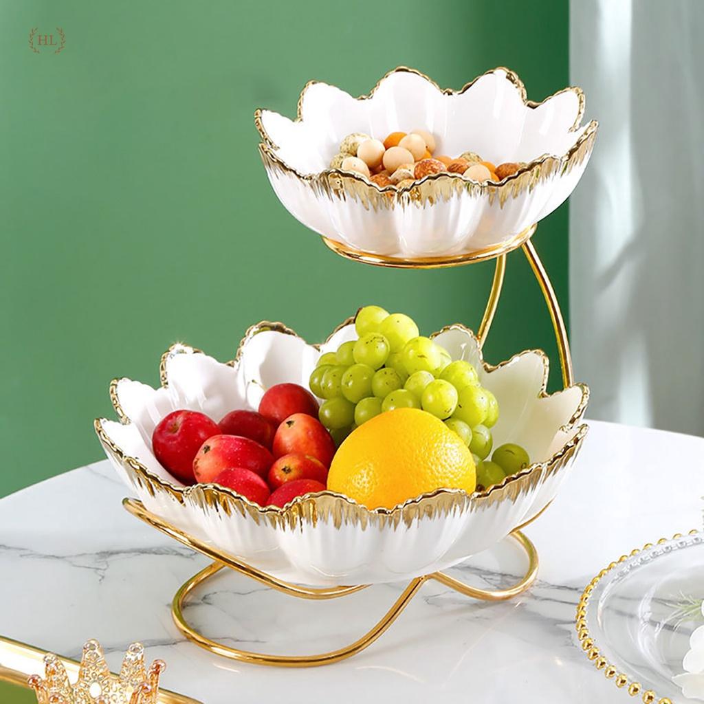 Kệ Sứ 2 Tầng Bắc Âu - Home Decor | Bát Tô sứ kèm kệ inox 2 tầng phong cách VINTAGE 2023